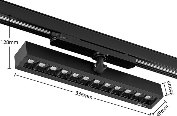 Reflektor szynowy LED Arcchio Millay czarny 3000K, czarny, biuro, aluminium, nowoczesny