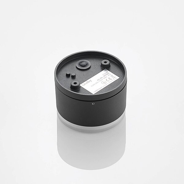Lindby Mathea – lampa sufitowa zewnętrzna LED, cylindryczna, czarny, aluminium, nowoczesny
