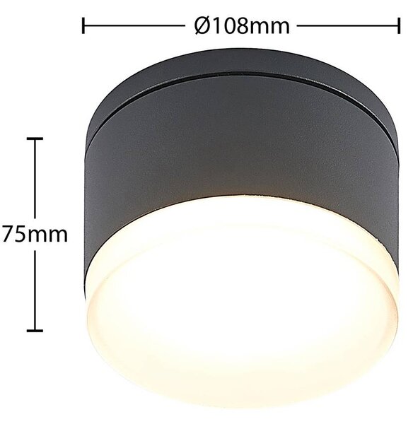 Lindby Mathea – lampa sufitowa zewnętrzna LED, cylindryczna, czarny, aluminium, nowoczesny
