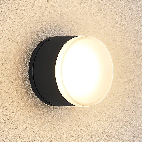 Lindby Mathea – lampa sufitowa zewnętrzna LED, cylindryczna, czarny, aluminium, nowoczesny