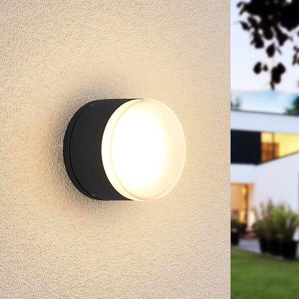 Lindby Mathea – lampa sufitowa zewnętrzna LED, cylindryczna, czarny, aluminium, nowoczesny