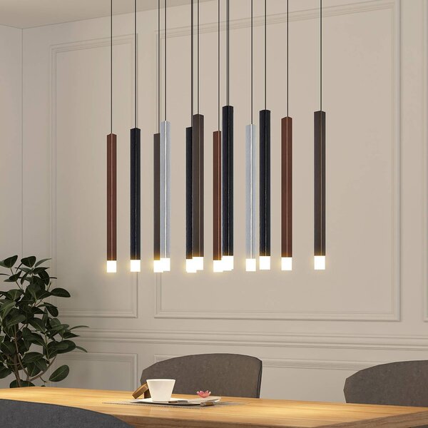 Lucande Lampa wisząca Stoika, możliwość ściemniania, czarny, salon / jadalnia, tworzywo sztuczne, nowoczesny