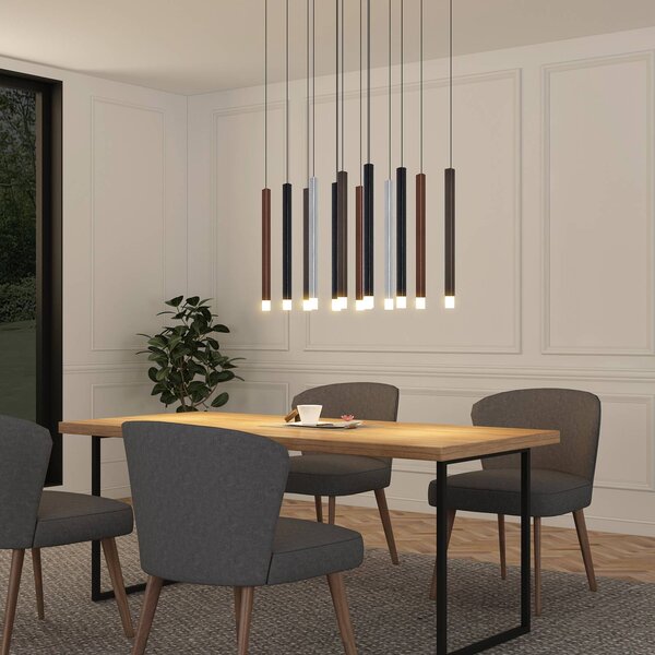 Lucande Lampa wisząca Stoika, możliwość ściemniania, czarny, salon / jadalnia, tworzywo sztuczne, nowoczesny