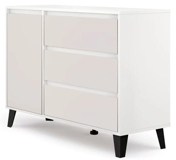 Komoda z szafką i szufladami do salonu biały + kaszmir P1-F59