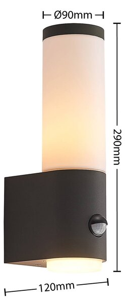 Lampa zewnętrzna z czujnikiem ruchu Okari Lindby, czarny, aluminium, nowoczesny