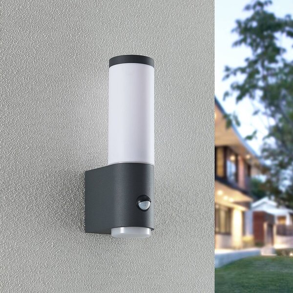 Lampa zewnętrzna z czujnikiem ruchu Okari Lindby, czarny, aluminium, nowoczesny