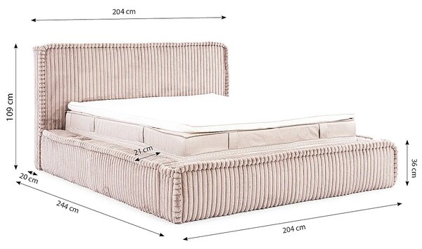 Kremowe sztruksowe łóżko tapicerowane 5 rozmiarów K2-R31