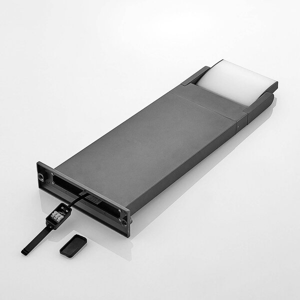 Słupek oświetleniowy LED Cathalena Lindby, aluminiowy / szary / cynkowy, aluminium, nowoczesny