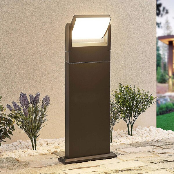 Słupek oświetleniowy LED Cathalena Lindby, aluminiowy / szary / cynkowy, aluminium, nowoczesny