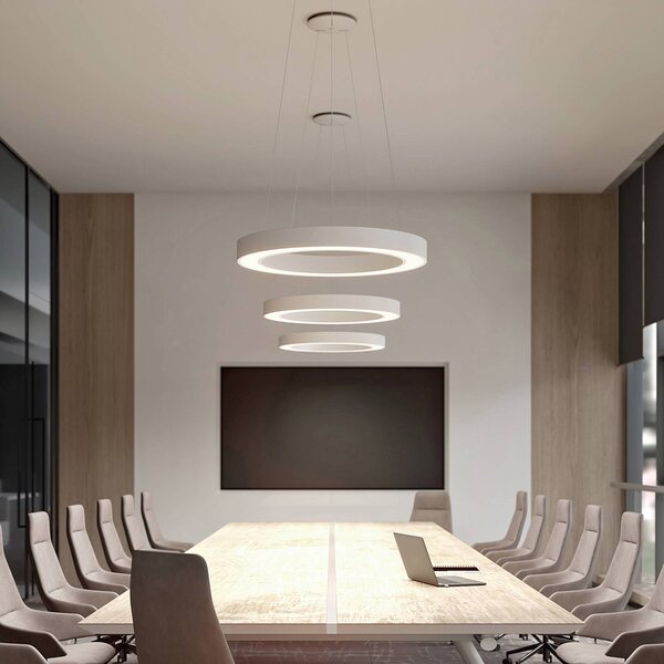 Lampa wisząca Sharelyn Arcchio, możliwość ściemniania, biały / opal, kuchnia, aluminium, nowoczesny