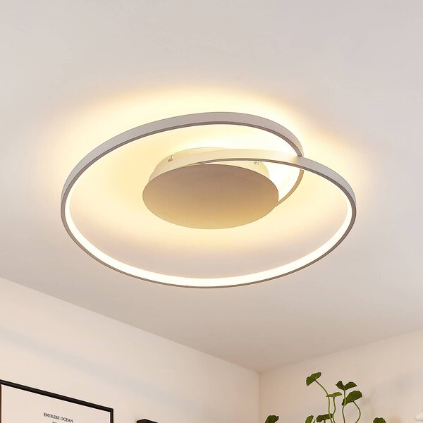 Lampa sufitowa LED Enesa Lucande, możliwość ściemniania, aluminiowy / szary / cynkowy, sypialnia, metal, nowoczesny