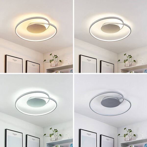 Lampa sufitowa LED Enesa Lucande, możliwość ściemniania, aluminiowy / szary / cynkowy, sypialnia, metal, nowoczesny