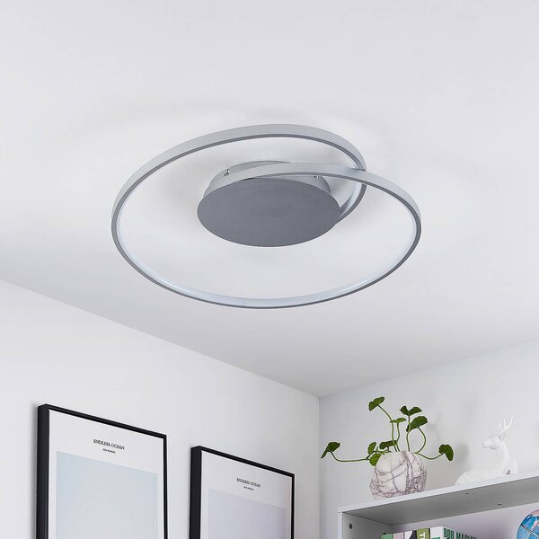 Lampa sufitowa LED Enesa Lucande, możliwość ściemniania, aluminiowy / szary / cynkowy, sypialnia, metal, nowoczesny