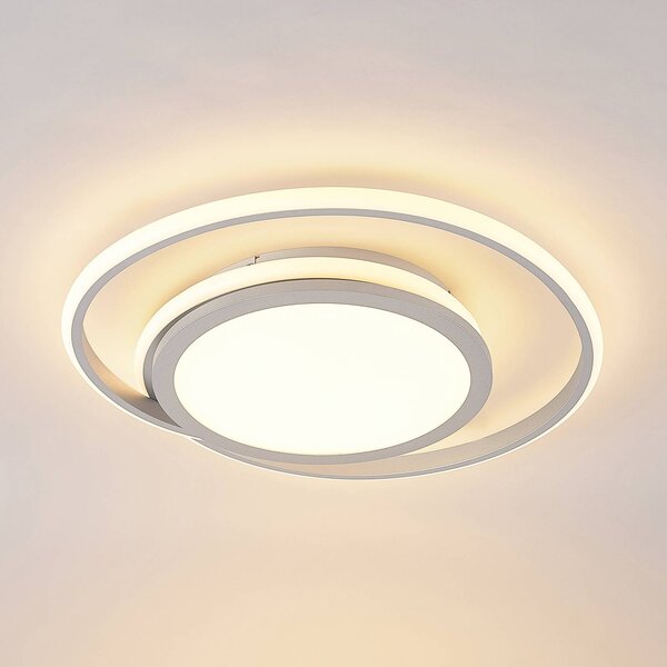 Lampa sufitowa LED Noud Lucande, możliwość ściemniania, chromowy / srebrny, sypialnia, metal, nowoczesny