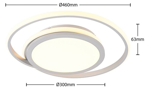 Lampa sufitowa LED Noud Lucande, możliwość ściemniania, chromowy / srebrny, sypialnia, metal, nowoczesny