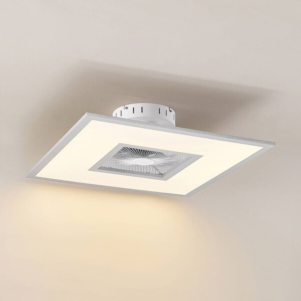 Wentylator sufitowy LED Romea, kątowy, DC, cichy, 60 cm Romea Lindby, możliwość ściemniania, aluminiowy / szary / cynkowy, salon / jadalnia, tworzywo sztuczne, nowoczesny
