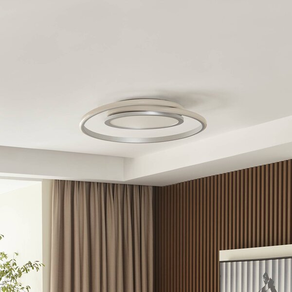 Lampa sufitowa LED Noud Lucande, możliwość ściemniania, chromowy / srebrny, sypialnia, metal, nowoczesny