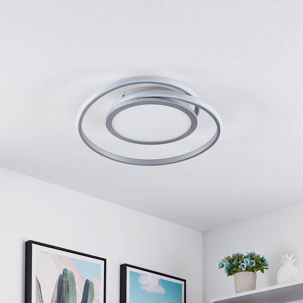 Lampa sufitowa LED Noud Lucande, możliwość ściemniania, chromowy / srebrny, sypialnia, metal, nowoczesny