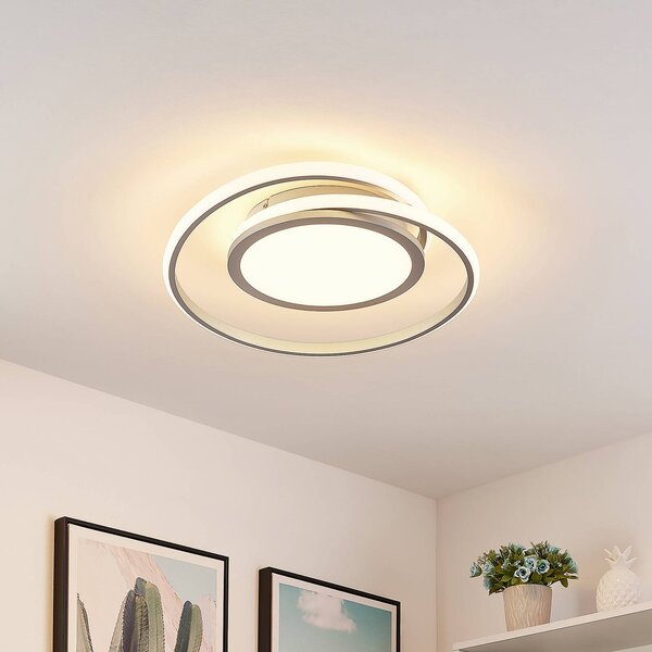 Lampa sufitowa LED Noud Lucande, możliwość ściemniania, chromowy / srebrny, sypialnia, metal, nowoczesny