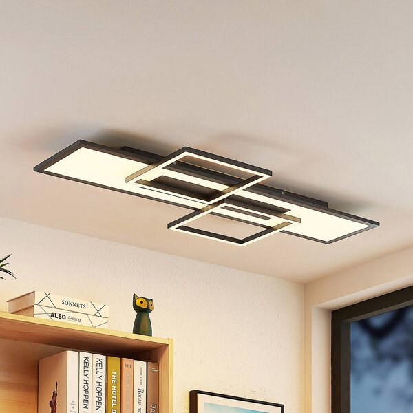 Lampa sufitowa LED Narumi Lucande, możliwość ściemniania, czarny, salon / jadalnia, metal, nowoczesny