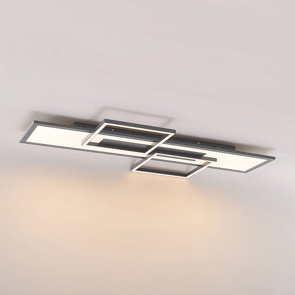 Lampa sufitowa LED Narumi Lucande, możliwość ściemniania, czarny, salon / jadalnia, metal, nowoczesny