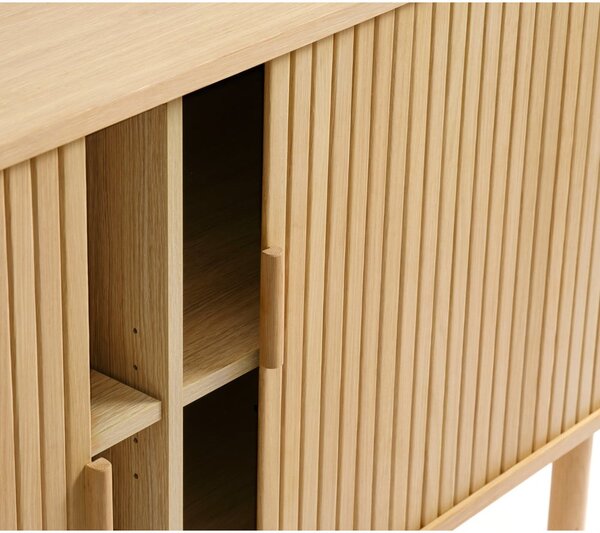 Niska komoda w dekorze dębu z drzwiami przesuwnymi 76x160 cm Cavo – Unique Furniture