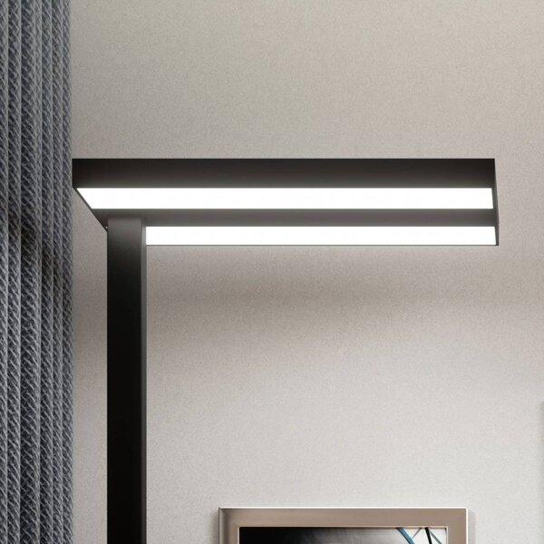 Lampa stojąca Logan Basic Arcchio, możliwość ściemniania, czarny, biuro, aluminium, nowoczesny
