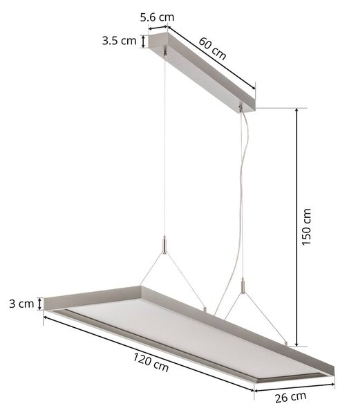 Arcchio lampa wisząca LED Dorean, srebrny, metal, 120cm Dorean Arcchio, możliwość ściemniania, aluminiowy / szary / cynkowy, biuro, metal, nowoczesny