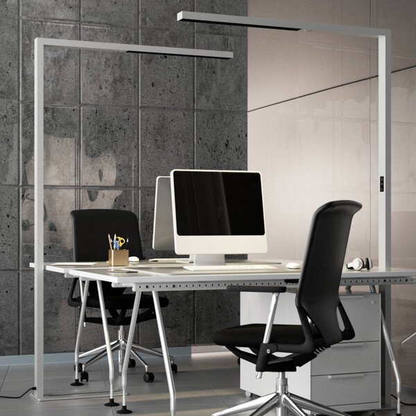 Lampa stojąca Jolinda Arcchio, możliwość ściemniania, aluminiowy / szary / cynkowy, biuro, aluminium, nowoczesny