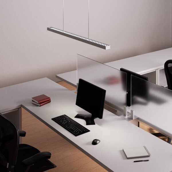 Arcchio lampa wisząca biurowa LED Jolinda, srebrna, 118cm, góra/dół Jolinda, aluminiowy / szary / cynkowy, biuro, aluminium, nowoczesny