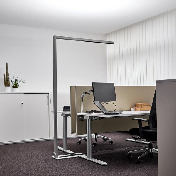 Lampa stojąca Jolinda Arcchio, możliwość ściemniania, aluminiowy / szary / cynkowy, biuro, aluminium, nowoczesny