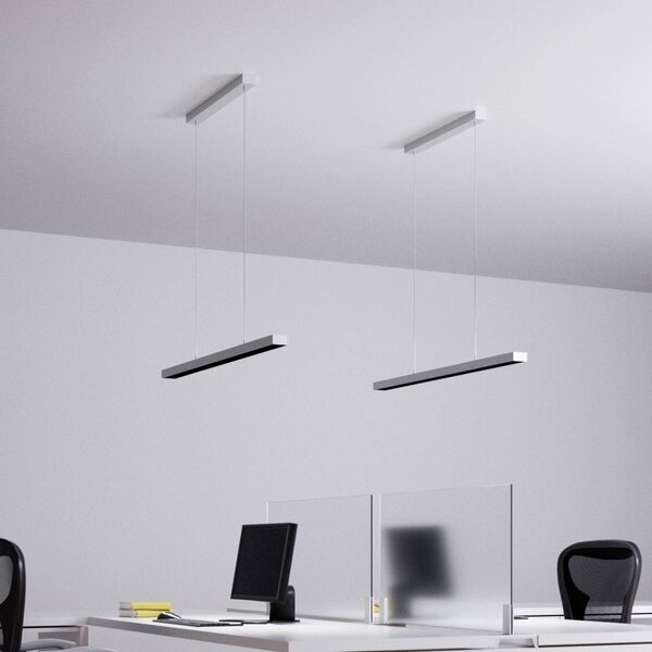 Arcchio lampa wisząca biurowa LED Jolinda, srebrna, 118cm, góra/dół Jolinda, aluminiowy / szary / cynkowy, biuro, aluminium, nowoczesny