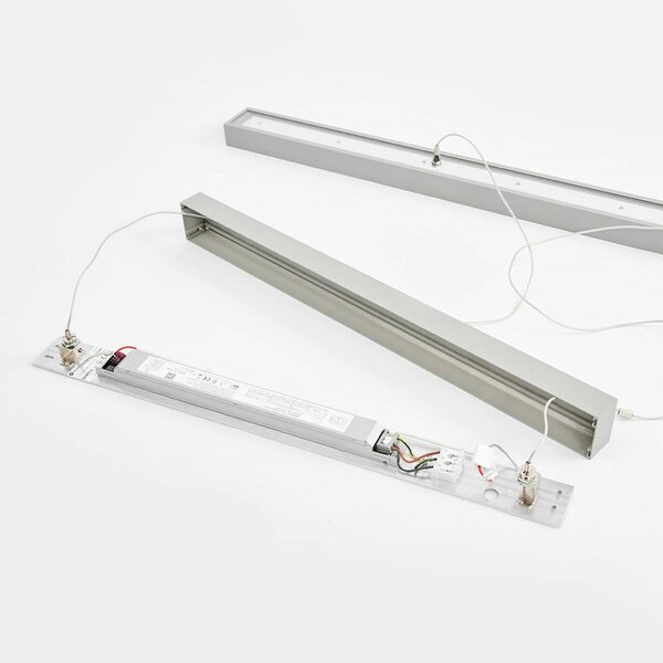 Arcchio lampa wisząca biurowa LED Jolinda, srebrna, 118cm, góra/dół Jolinda, aluminiowy / szary / cynkowy, biuro, aluminium, nowoczesny