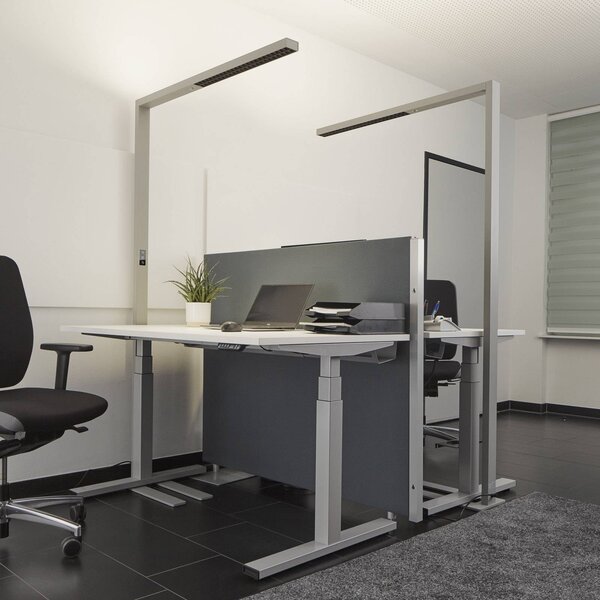 Lampa stojąca Jolinda Arcchio, możliwość ściemniania, aluminiowy / szary / cynkowy, biuro, aluminium, nowoczesny