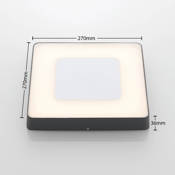 Zewnętrzna lampa sufitowa LED Sora Lucande, kątowa, czujnik, IP54 Lucande, czarny, aluminium, nowoczesny