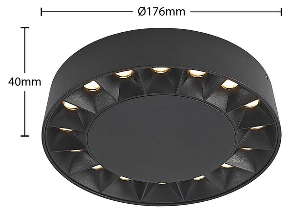 Lucande lampa sufitowa zewnętrzna Kelissa, okrągła, czarna Kelissa, czarny, łazienka, aluminium, nowoczesny