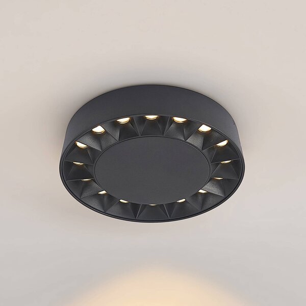 Lucande lampa sufitowa zewnętrzna Kelissa, okrągła, czarna Kelissa, czarny, łazienka, aluminium, nowoczesny