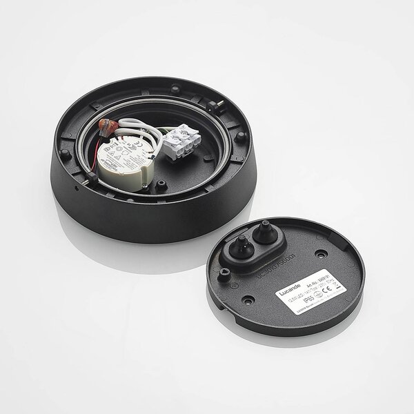 Lucande lampa sufitowa zewnętrzna Kelissa, okrągła, czarna Kelissa, czarny, łazienka, aluminium, nowoczesny