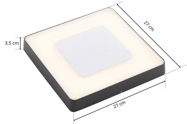 Zewnętrzna lampa sufitowa LED Sora Lucande, kątowa, czujnik, IP54 Lucande, czarny, aluminium, nowoczesny
