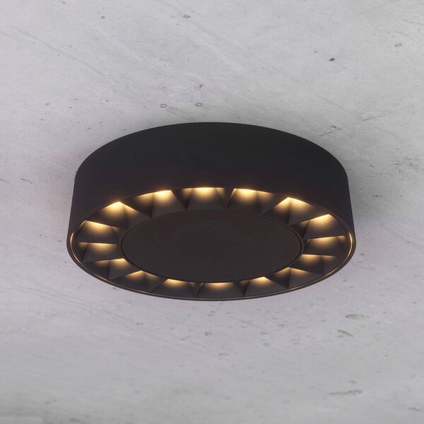 Lucande lampa sufitowa zewnętrzna Kelissa, okrągła, czarna Kelissa, czarny, łazienka, aluminium, nowoczesny