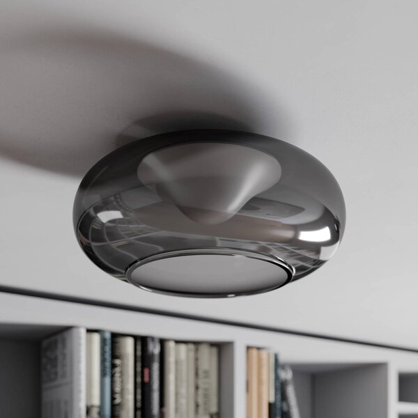 Lampa sufitowa LED Mijo Lucande, aluminiowy / szary / cynkowy, sypialnia, szkło, nowoczesny