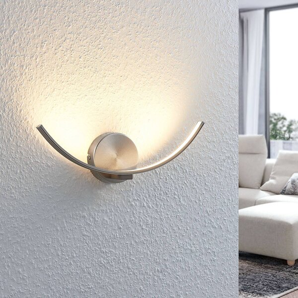 Kinkiet oświetlający ścianę Iven Lindby, aluminiowy / szary / cynkowy, salon / jadalnia, metal, nowoczesny