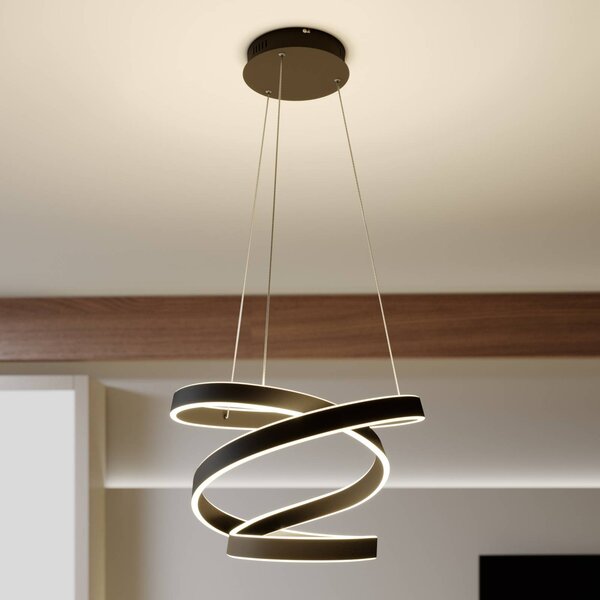 Lampa wisząca Olada Lindby, czarny, salon / jadalnia, aluminium, nowoczesny
