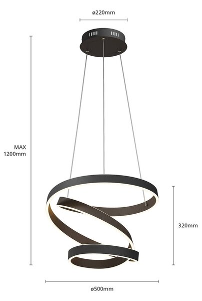 Lampa wisząca Olada Lindby, czarny, salon / jadalnia, aluminium, nowoczesny