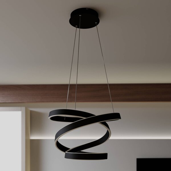 Lampa wisząca Olada Lindby, czarny, salon / jadalnia, aluminium, nowoczesny