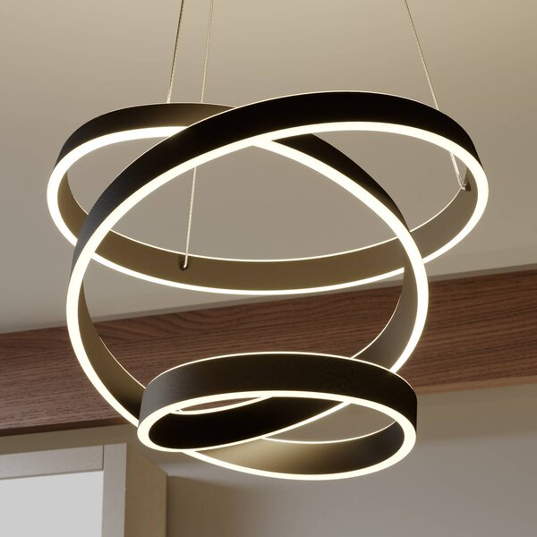 Lampa wisząca Olada Lindby, czarny, salon / jadalnia, aluminium, nowoczesny