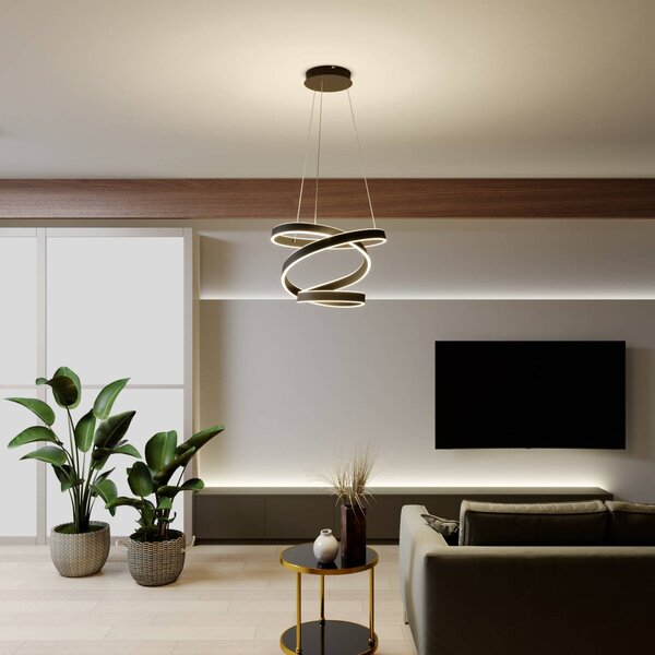 Lampa wisząca Olada Lindby, czarny, salon / jadalnia, aluminium, nowoczesny