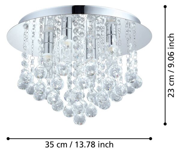 EGLO Lampa sufitowa kryształowa Almonte, chromowy / srebrny, salon / jadalnia, kryształ