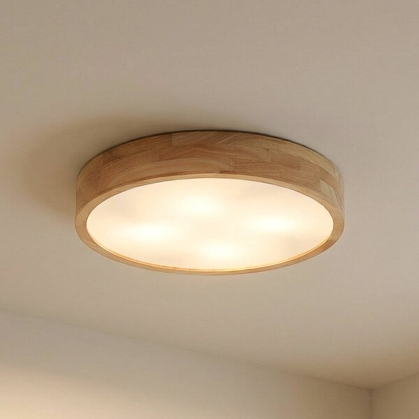 Lampa sufitowa Tanju Lindby, możliwość ściemniania, jasne drewno, salon / jadalnia, drewno, dworkowy / rustykalny