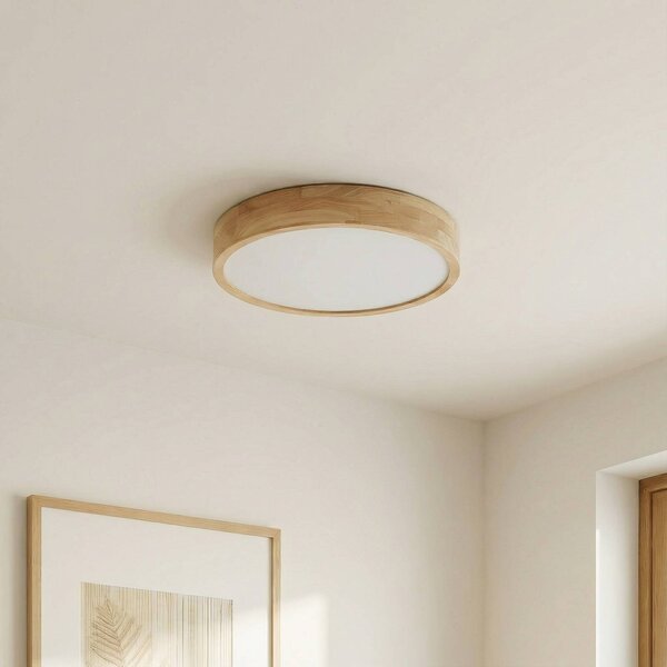 Lampa sufitowa Tanju Lindby, możliwość ściemniania, jasne drewno, salon / jadalnia, drewno, dworkowy / rustykalny